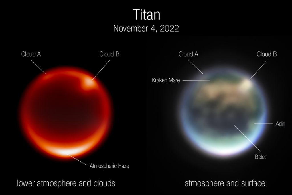 Webb, Keck Telescopes Team Up to Track Clouds on Saturn’s Moon Titan