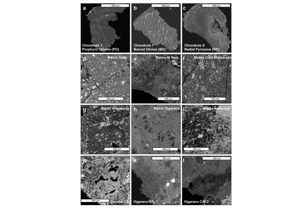 Mid-Infrared Spectroscopy of Components in Chondrites: Search for Processed Materials in Young Solar Systems and Comets