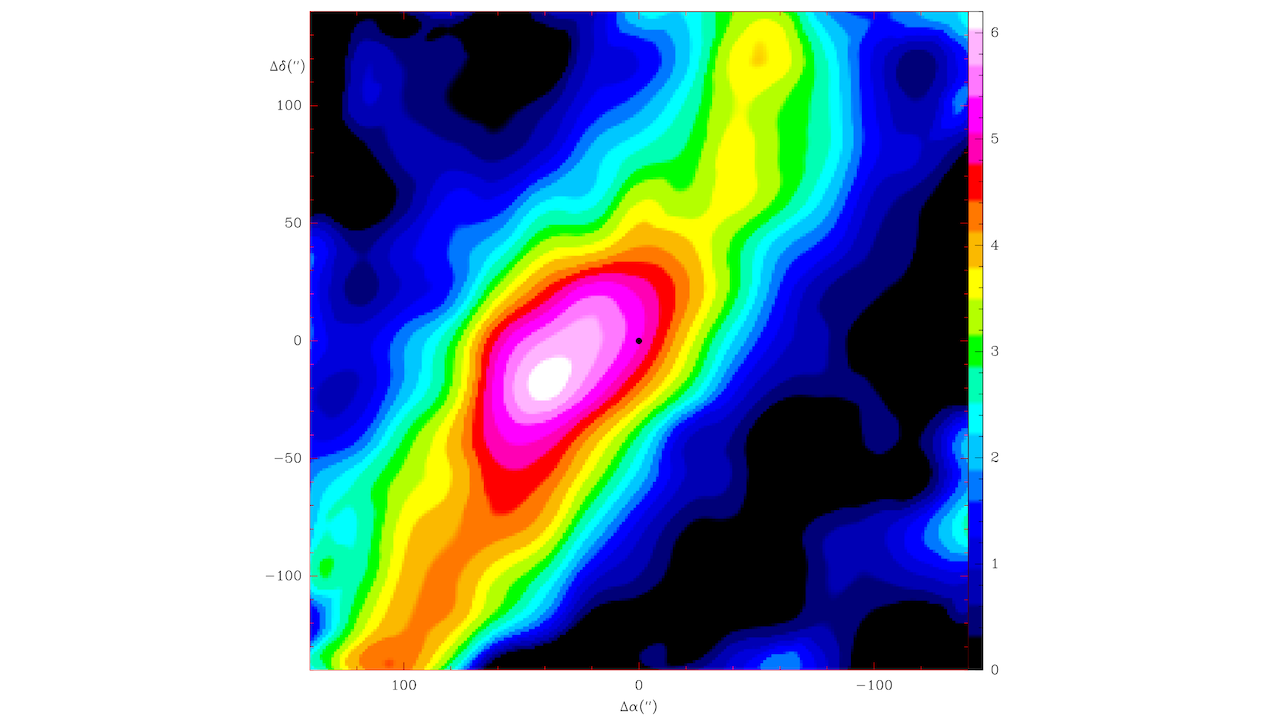 La distribución espacial de una molécula aromática, C6H5CN, en la fría nube oscura TMC-1