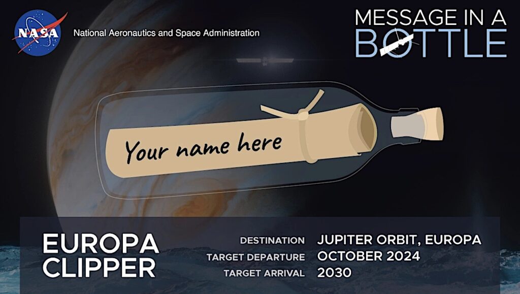 Message In A Bottle: Send Your Name To Europa
