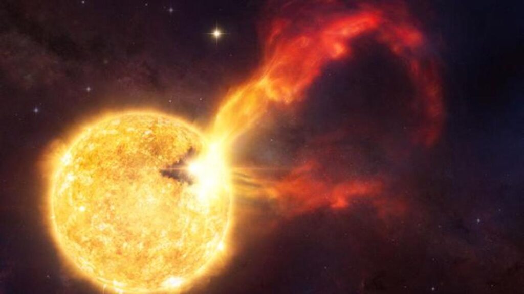 Extreme Eruption on Young Sun-like Star Signals Savage Environment for Developing Exoplanets