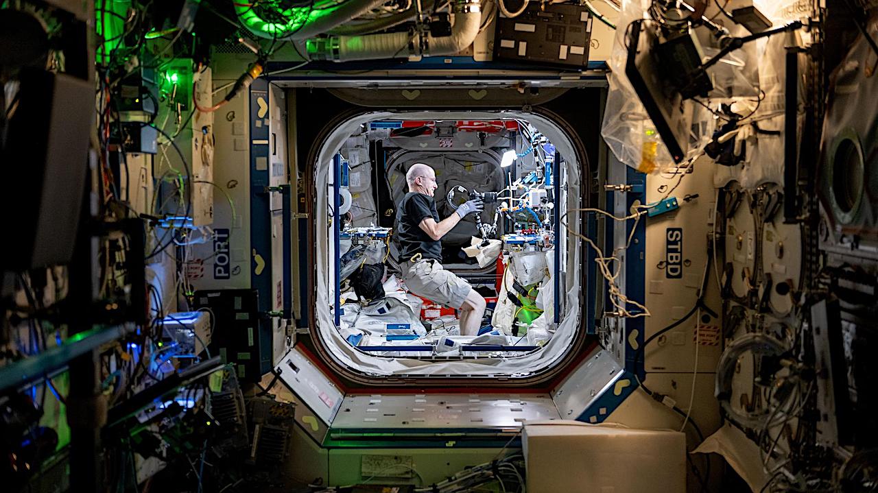 Astronaut Don Pettit At Work Doing Offworld Science