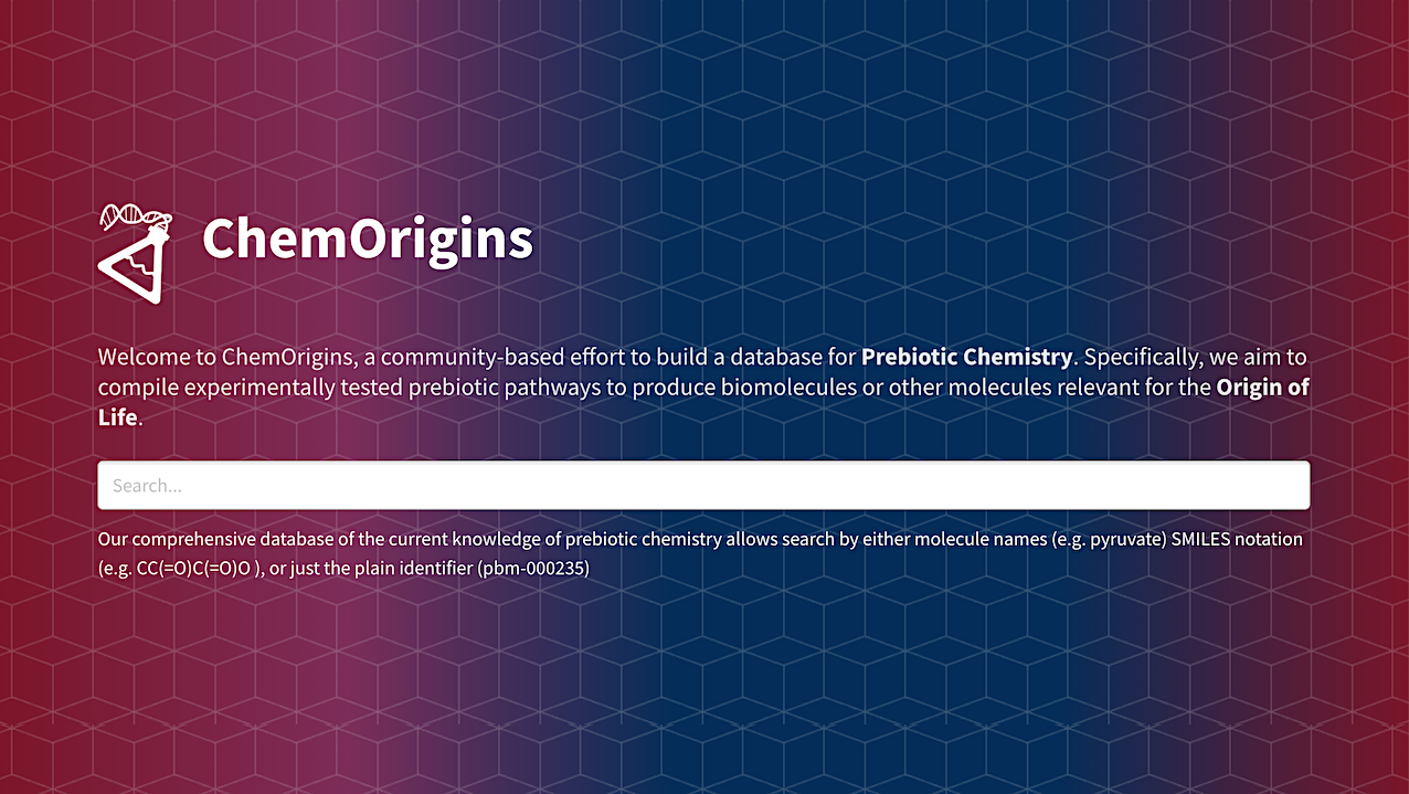 ChemOrigins: A Community Curated Database For Origins Of Life Chemistry
