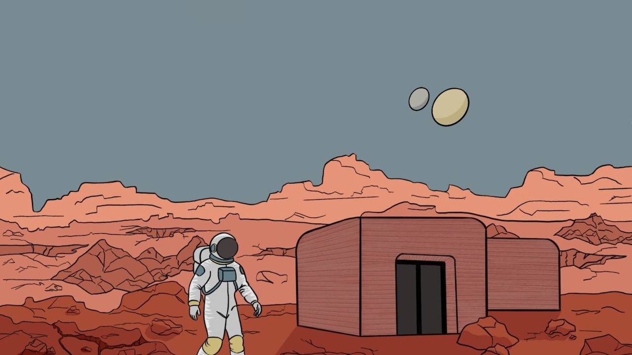 Growing Homes On Mars: Autonomous Construction Using Synthetic Lichens
