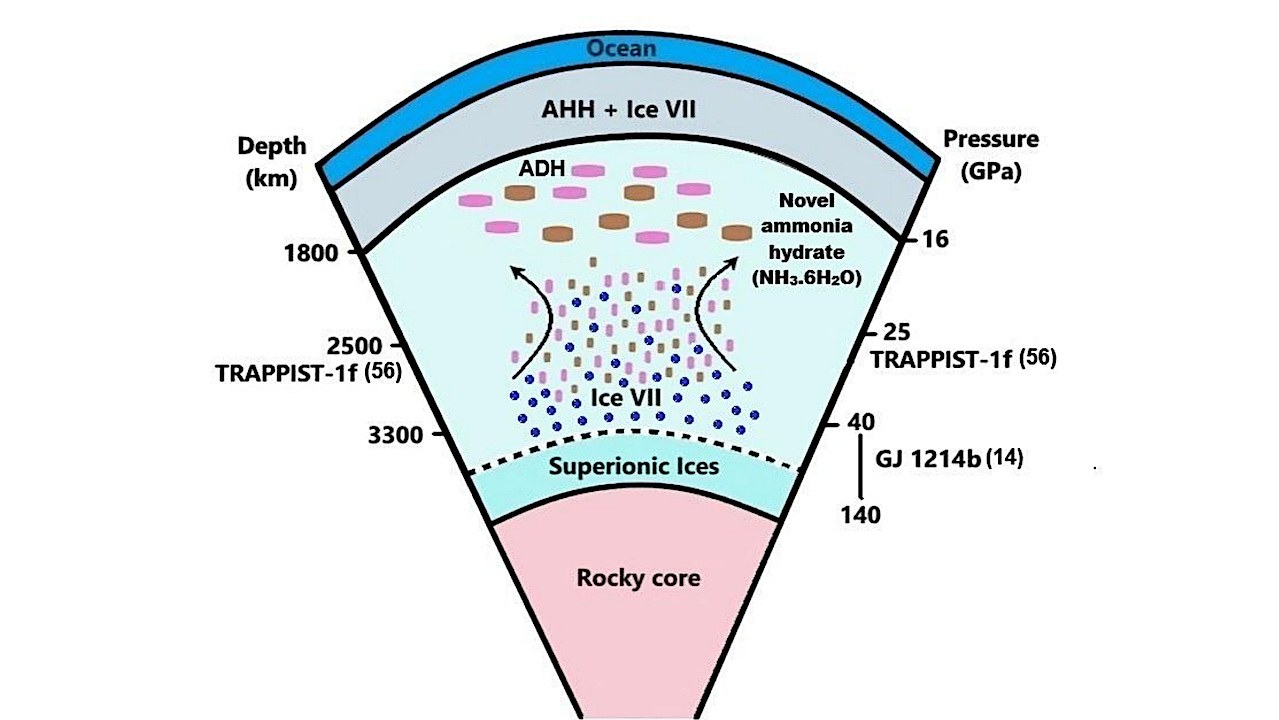 Evidence For Ultra-water-rich Ammonia Hydrates Stabilized In Icy Exoplanetary Mantles