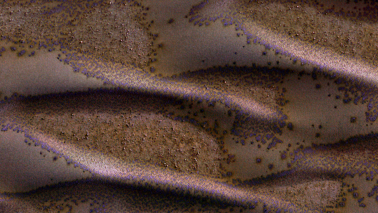 Frosted Sand Dunes On Mars
