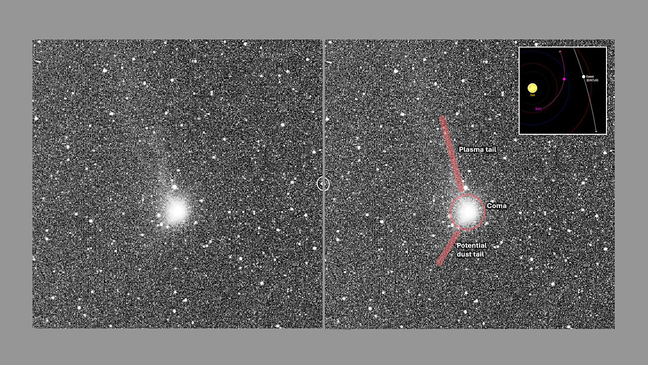 Interstellar Comet 3I/ATLAS Shows Activity In ESA Juice Navigation Camera Image