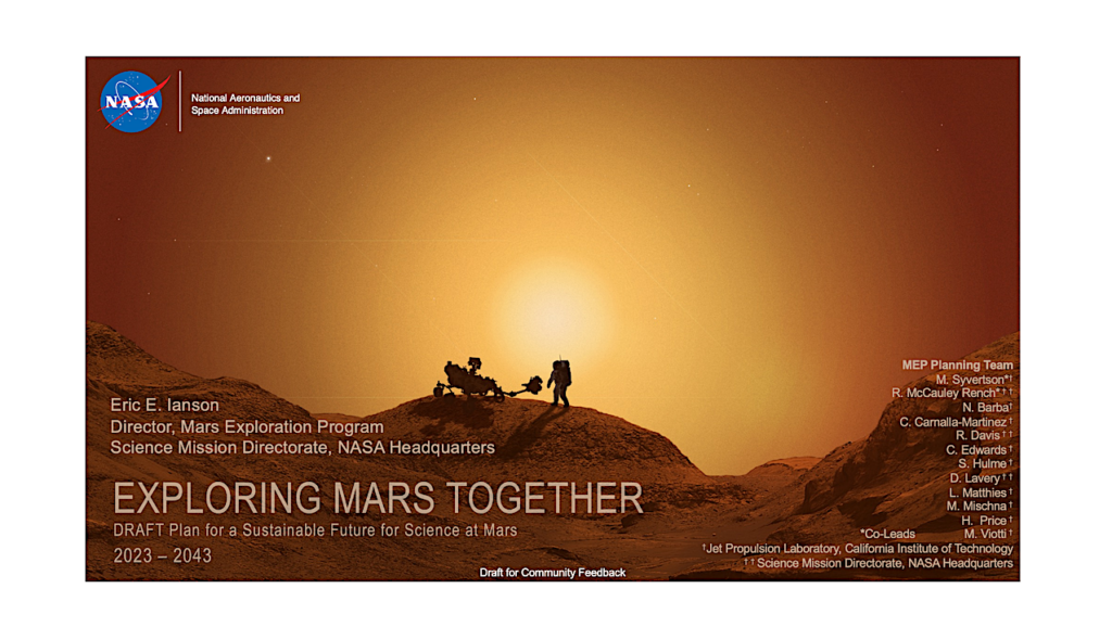 NASA Presentation: Exploring Mars Together: Draft for Community Feedback (2023)