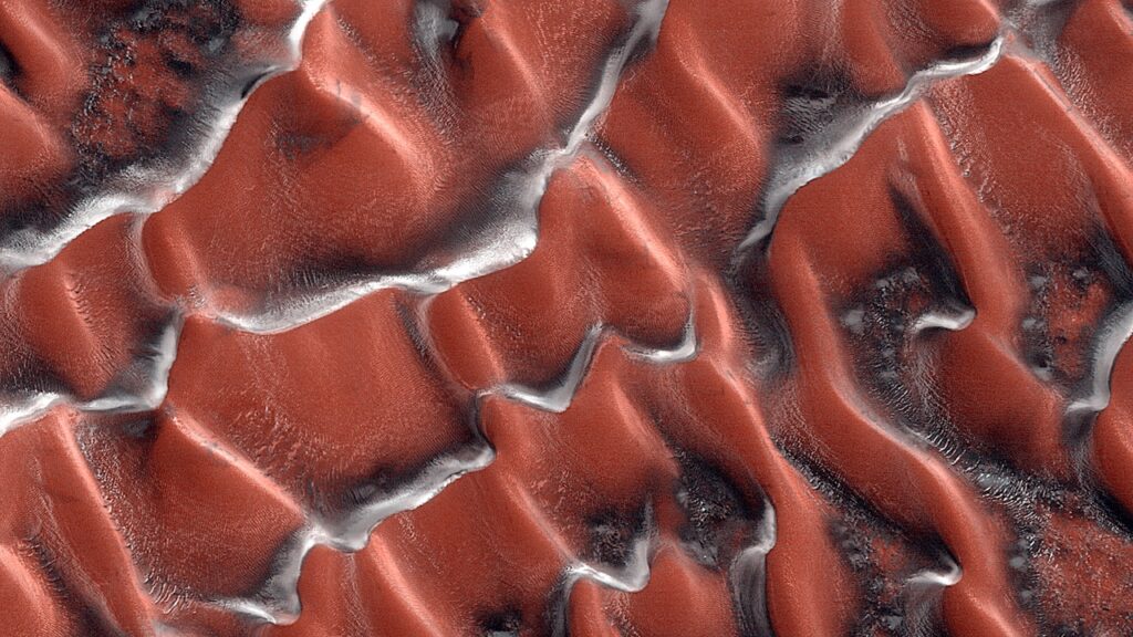 Translucent Ice On Martian Dunes