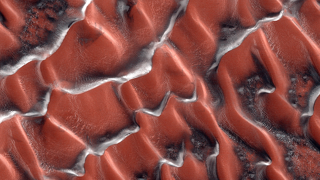 Translucent Ice On Martian Dunes