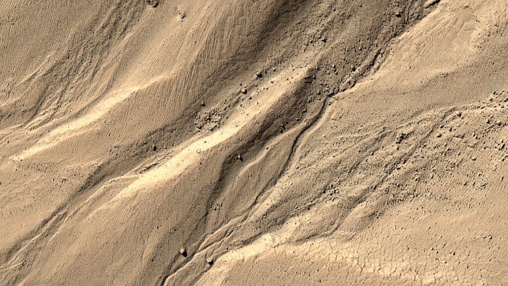 Wide Gullies In Terra Cimmeria On Mars