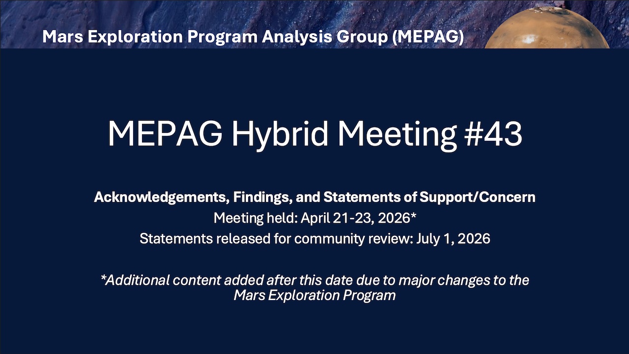 Mepag Mars Exploration Program Analysis Group (MEPAG) Concerns - Astrobiology